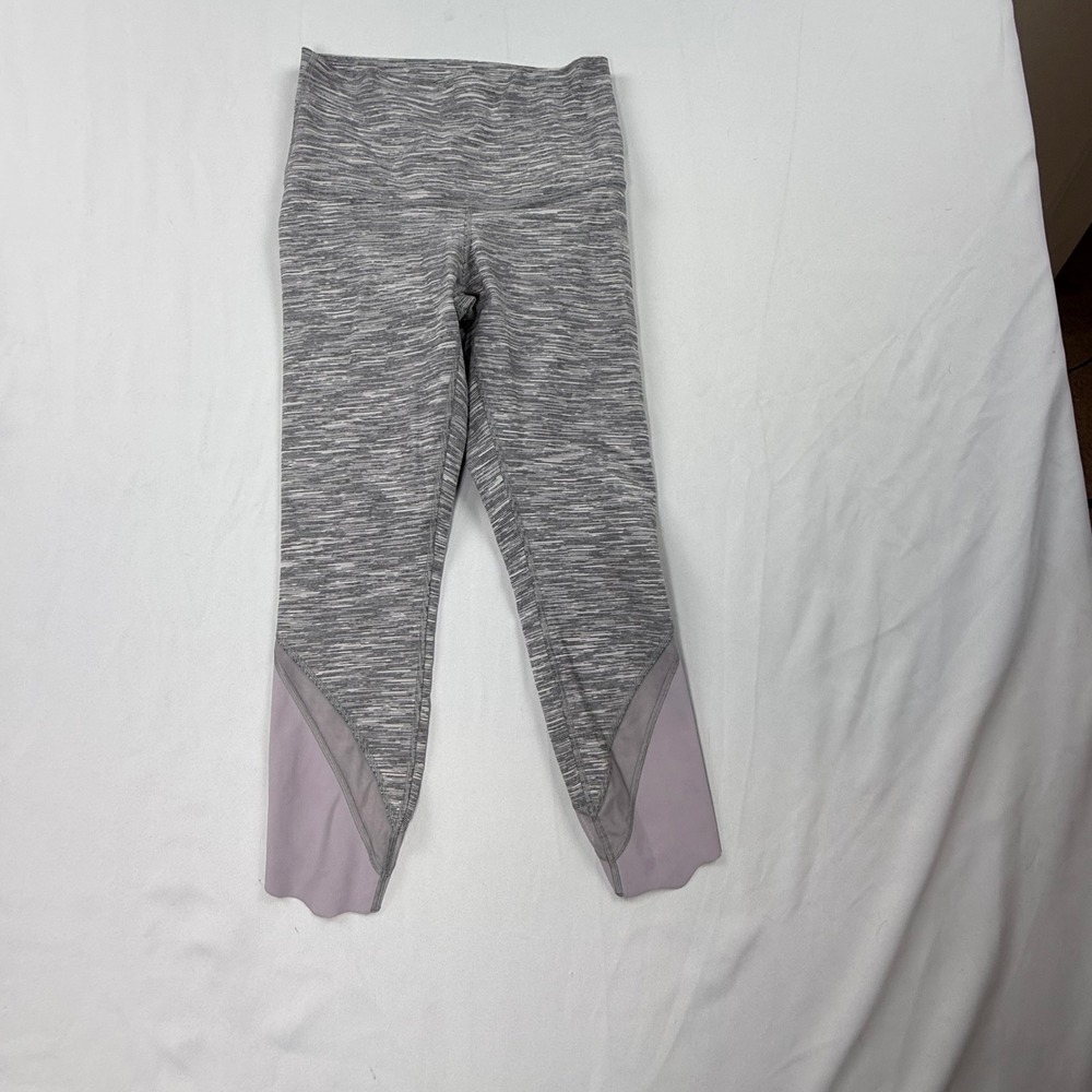 Lululemon Align High Rise Crop Leggings Heathered Grey Lavender Size 6